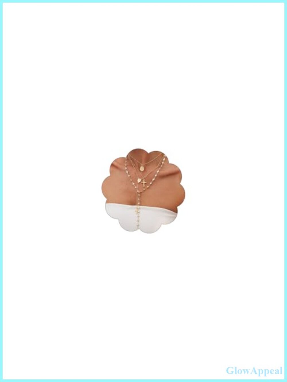 Layered Pearl Cross Necklace Stacking Beaded Y-Shaped Pendant